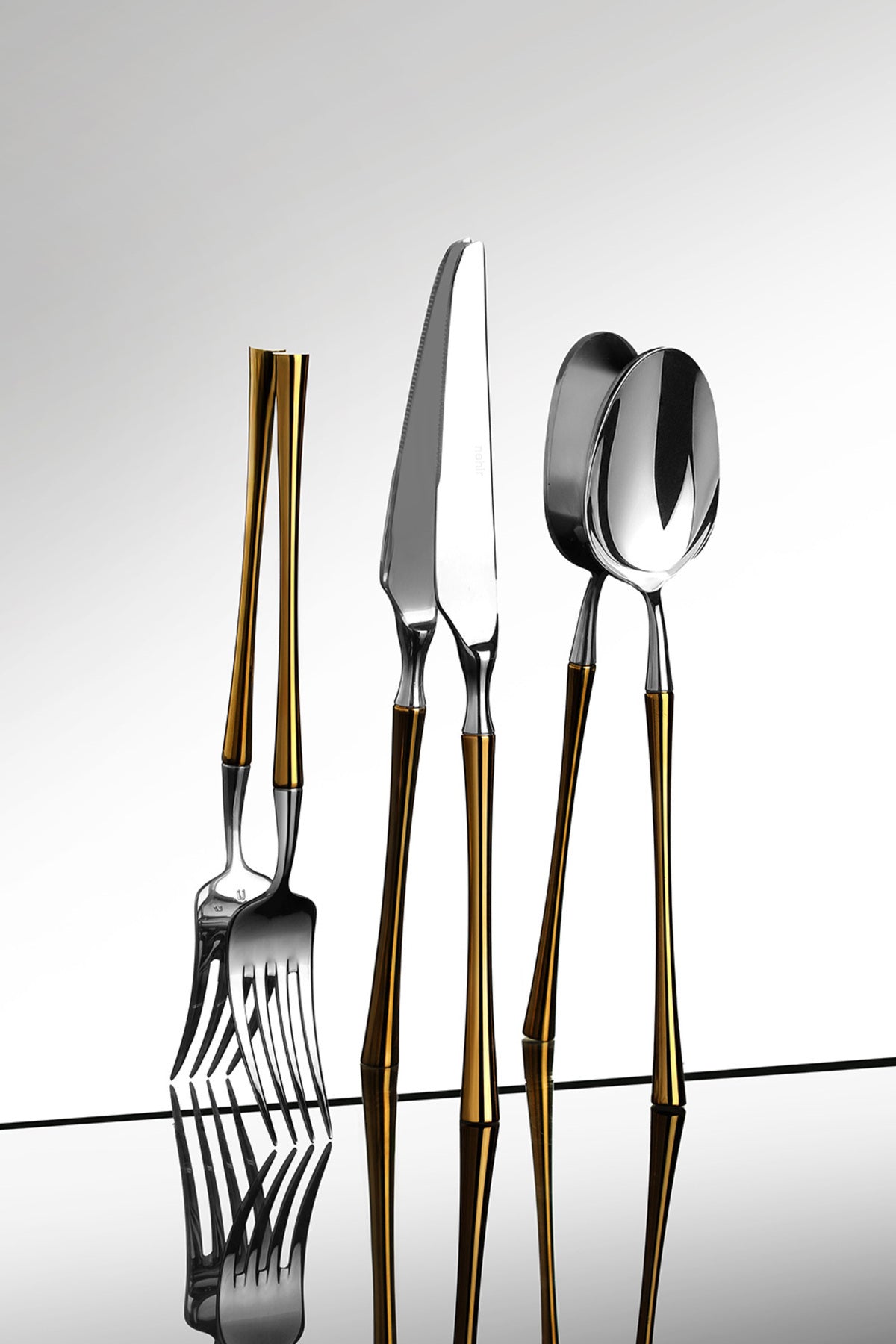 Marbella Gold Satin 84 Piece Leather Cutlery Set for 12 People