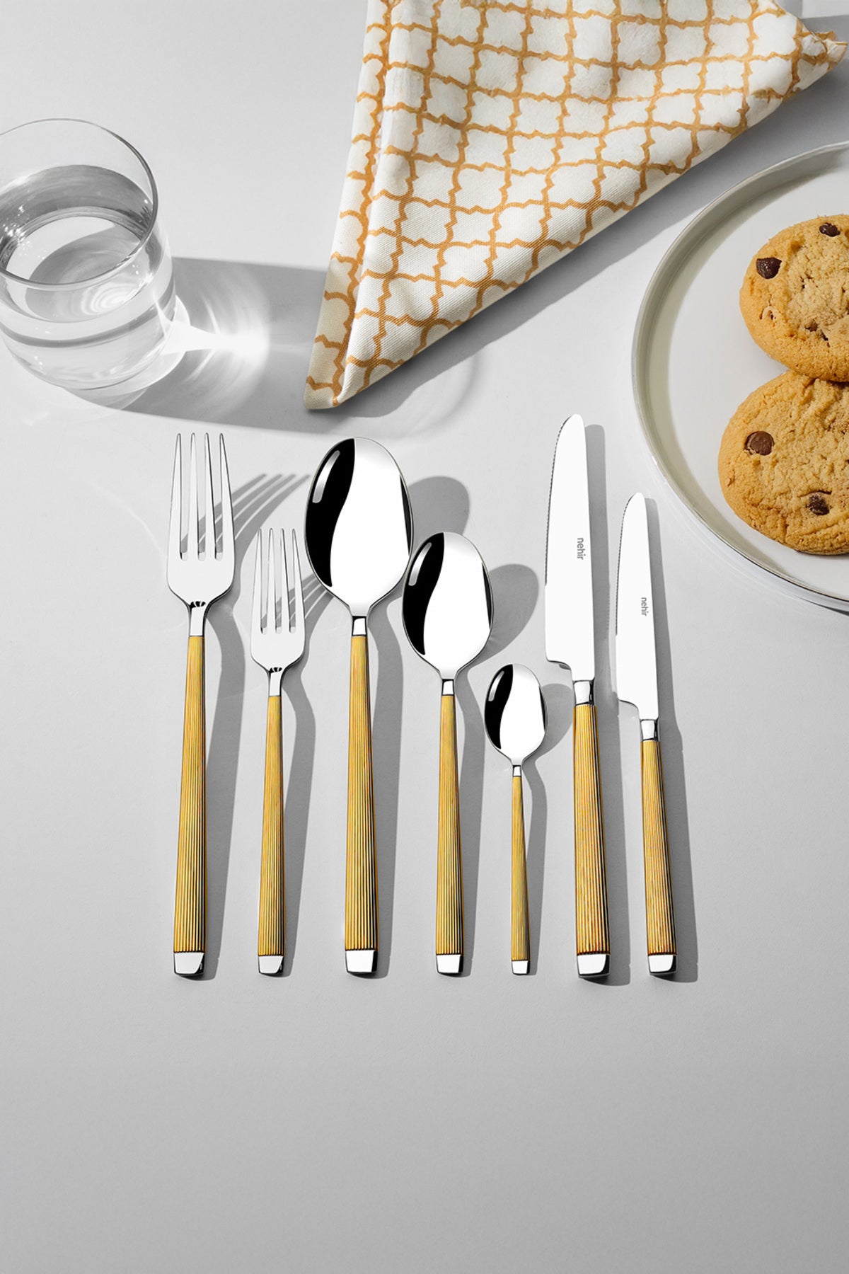 Maria Gold Satin 84 Piece Boxed Cutlery Set for 12 People