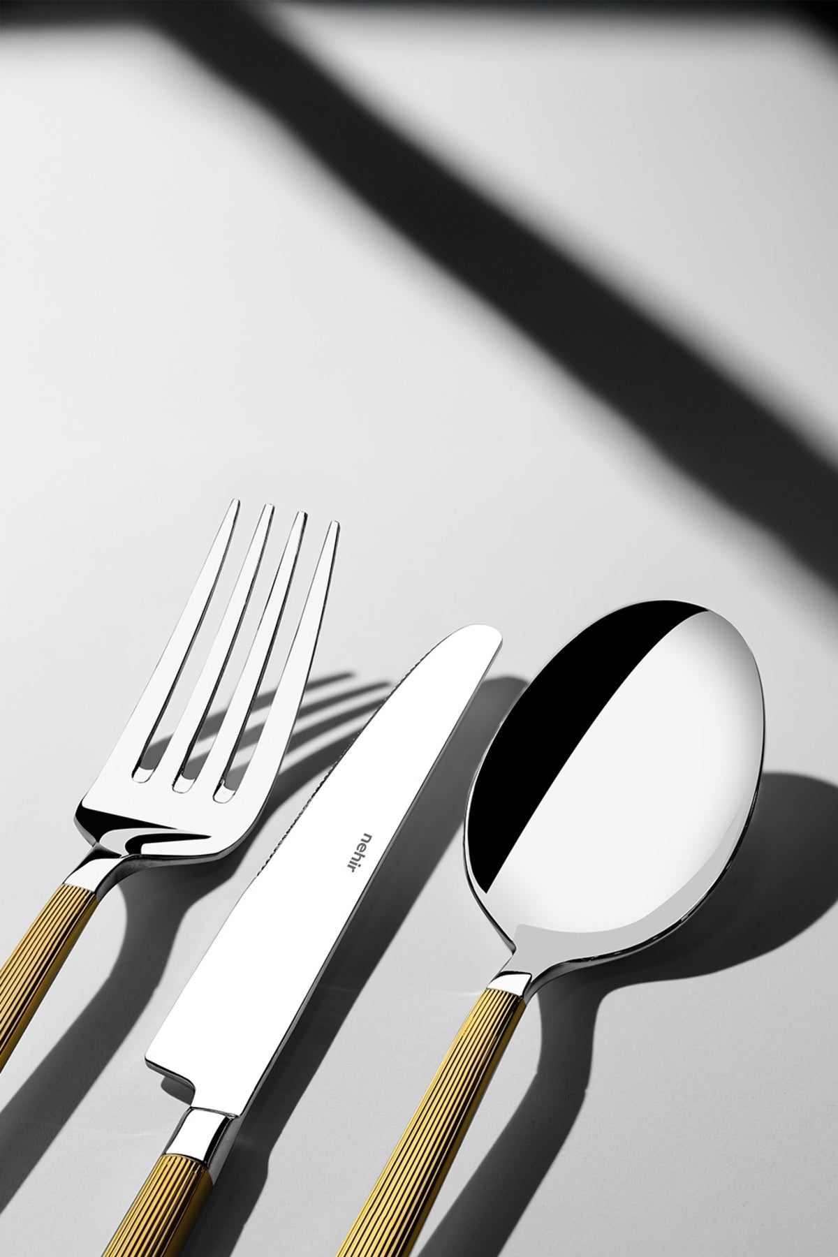 Maria Gold Satin 84 Piece Leather Cutlery Set for 12 People