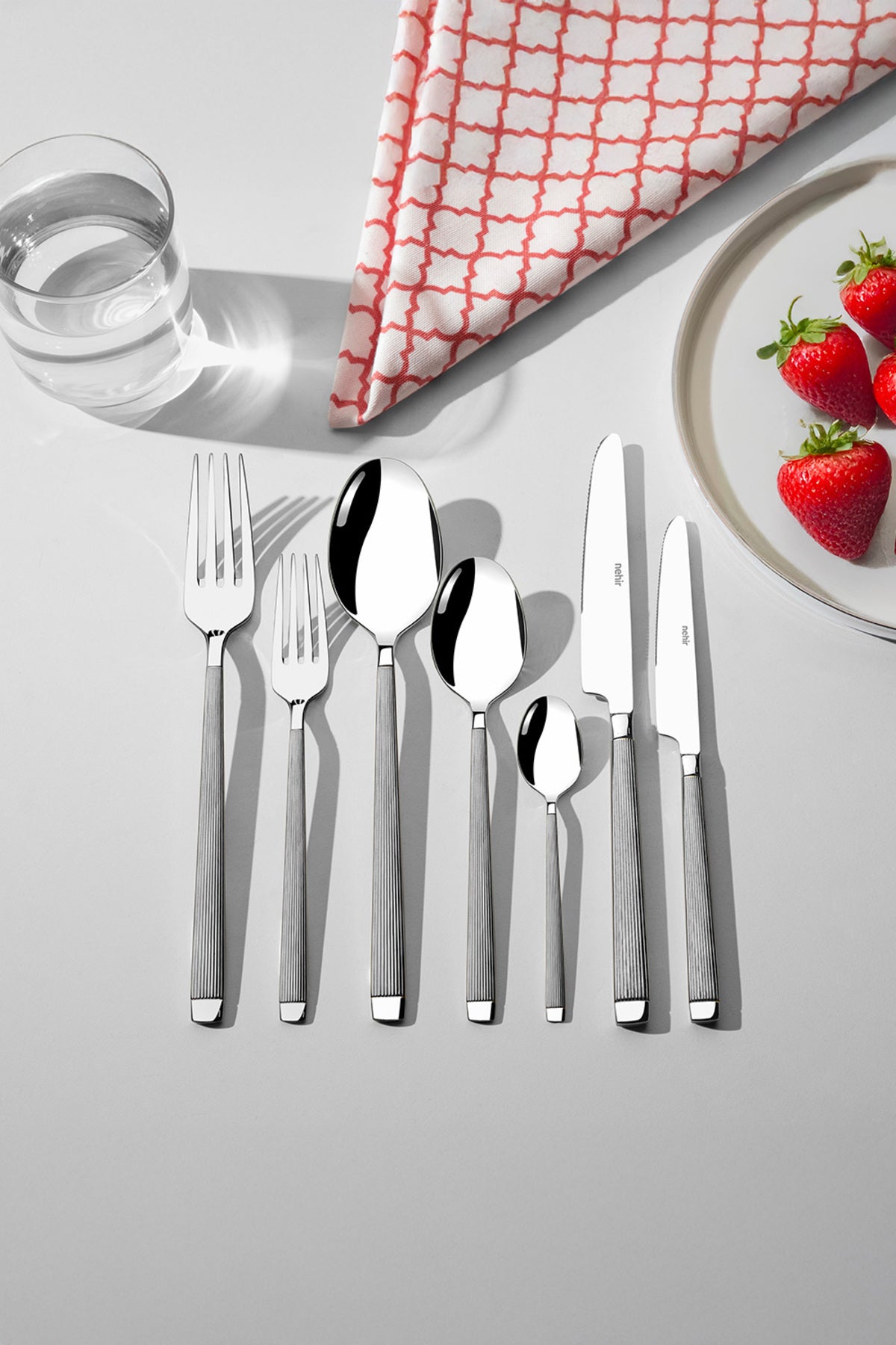 Maria Satin 84 Piece Leather Cutlery Set for 12 People