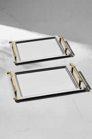 Paris Gold Satin Steel Tray Set of 2