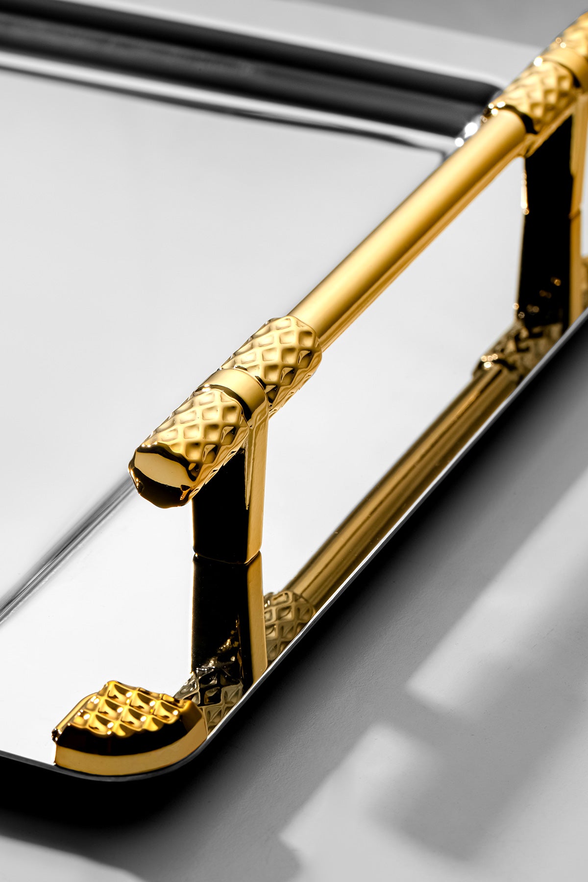 Paris Altın Saten Çelik Çay Tepsi