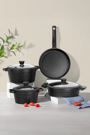 Royal Elite Black Aluminum Casting 7 Piece Cookware Set