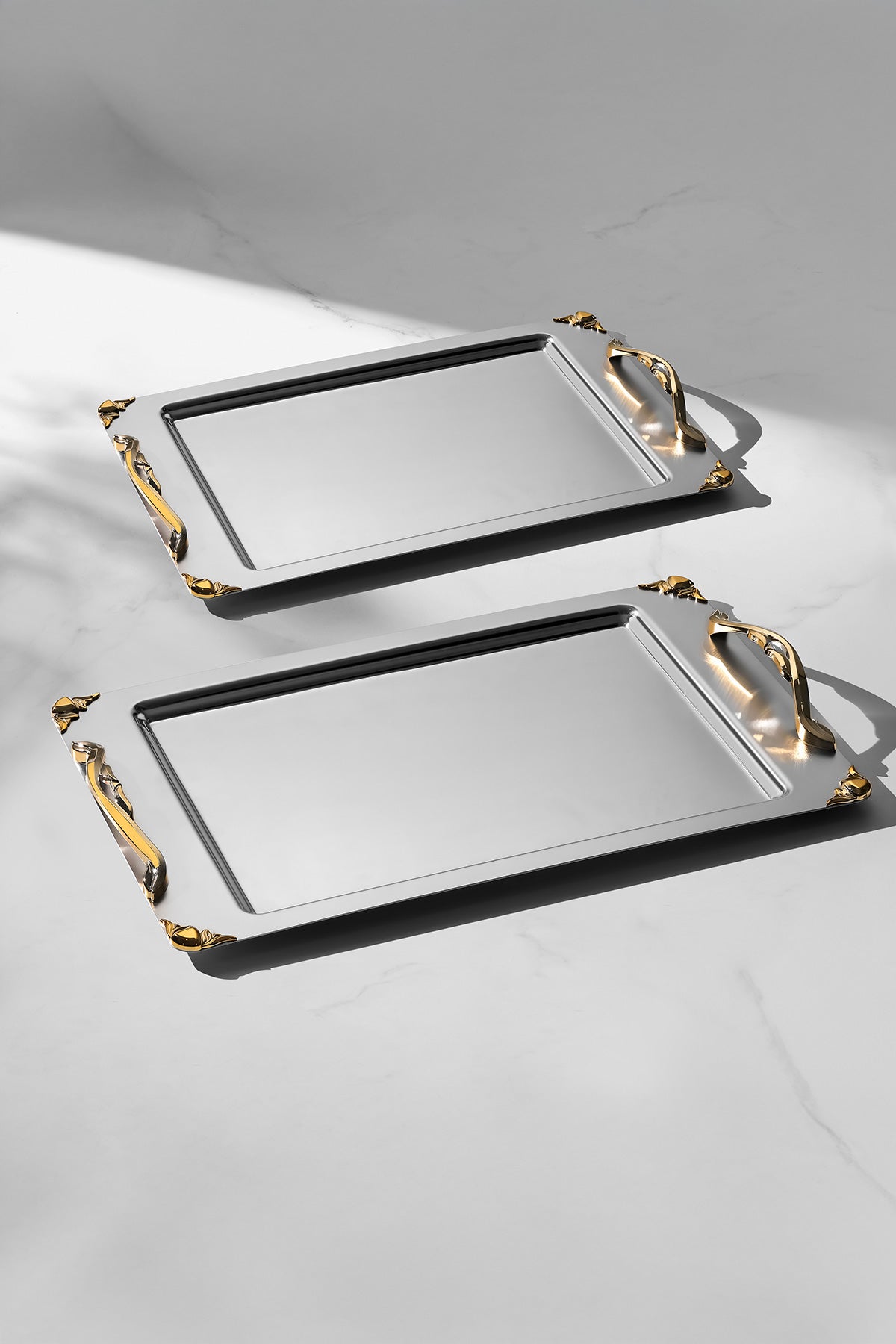 Sare Gold Satin Steel Tray Set of 2