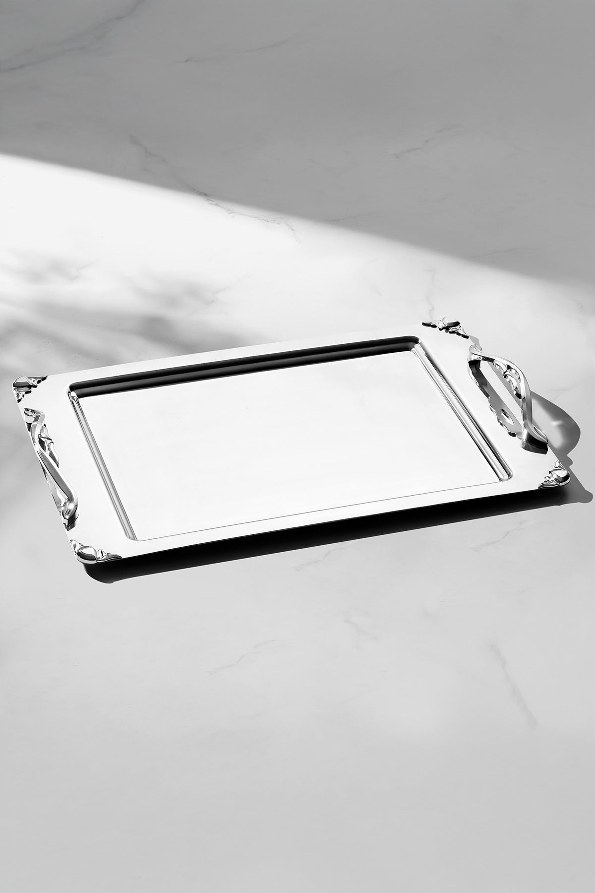 Sare Saten Çelik Çay Tepsi