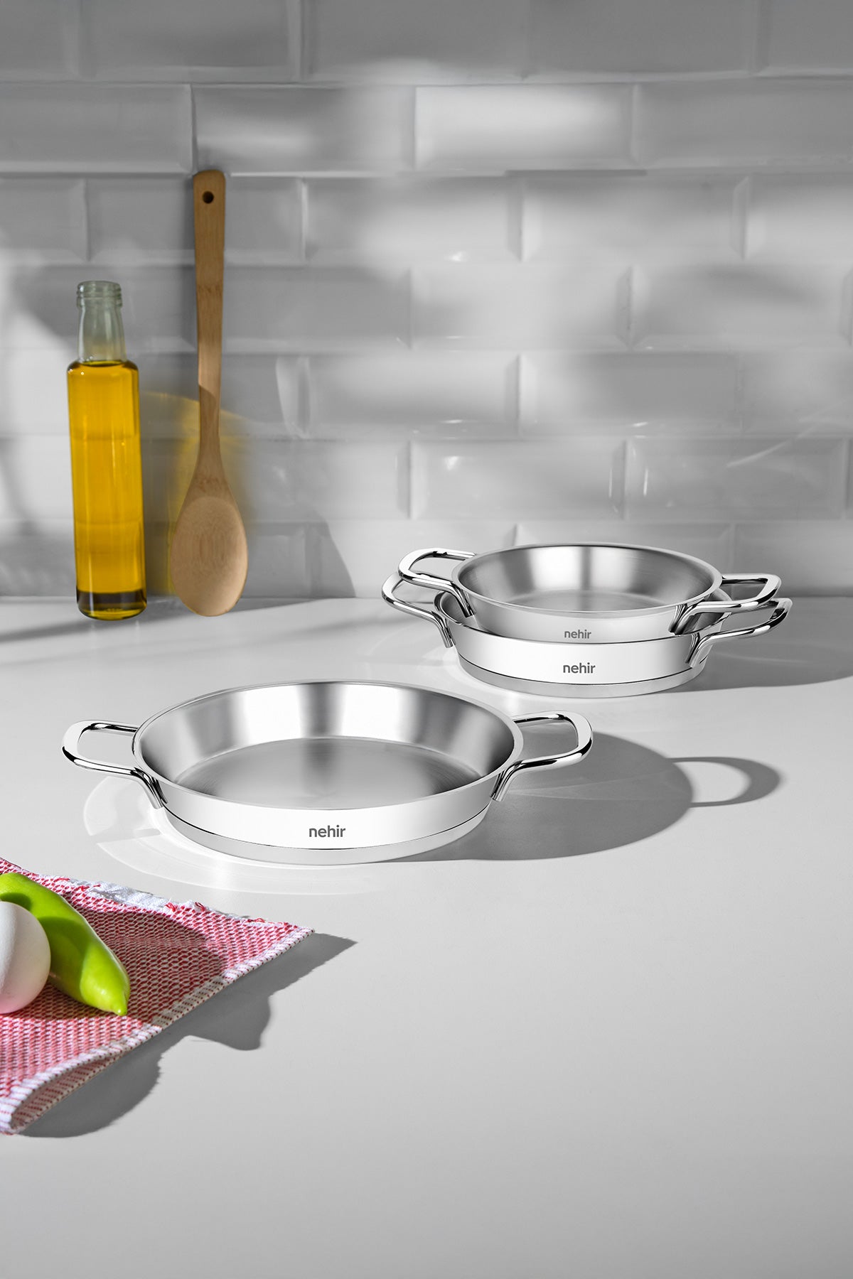 Silver Steel 3 Piece Italian Omelette Pan Set (16-18-20 cm)