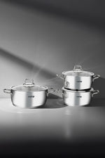 Silver Classic 6 Piece Deep Steel Cookware Set