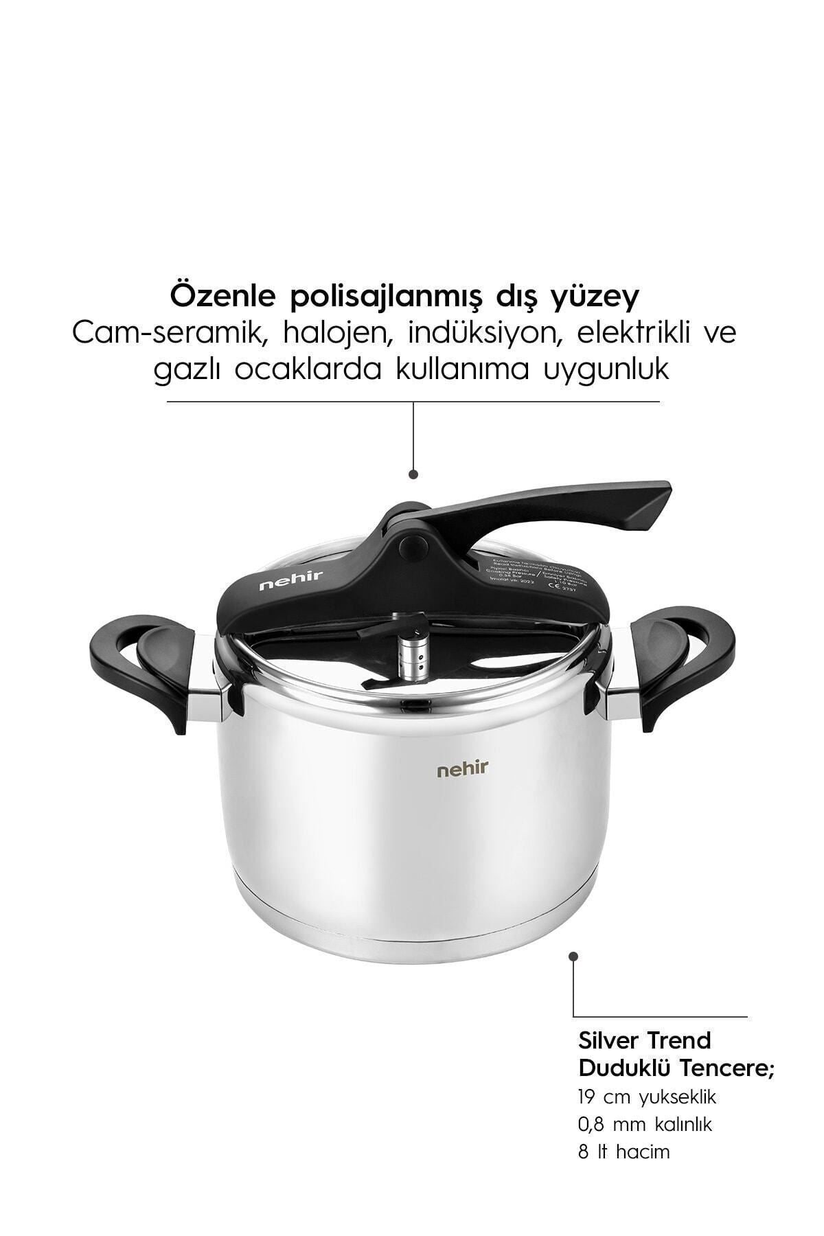 Silver Trend Stainless Steel 8 Liter Pressure Cooker