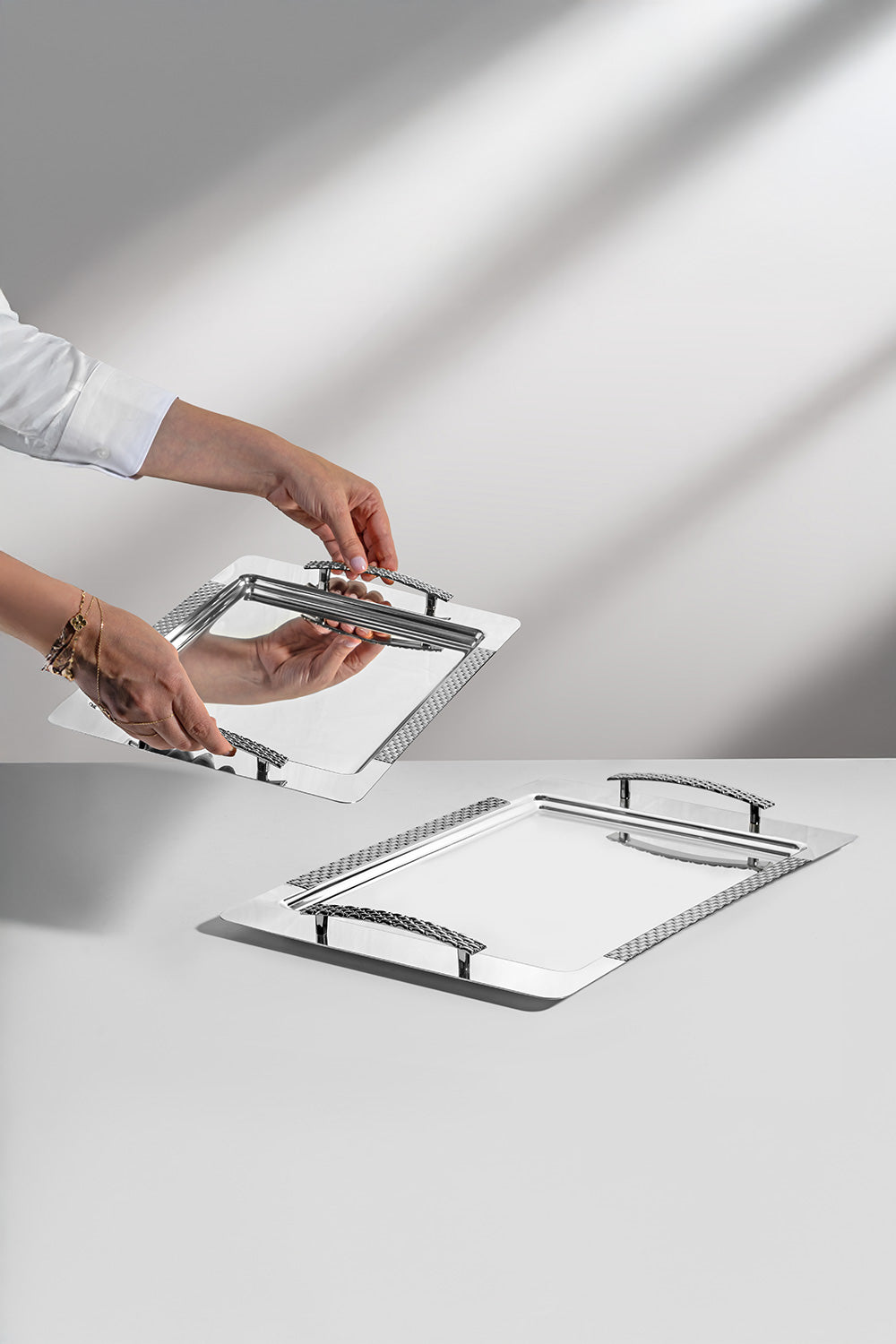 Sırma 2'li Sade Çelik Tepsi Seti