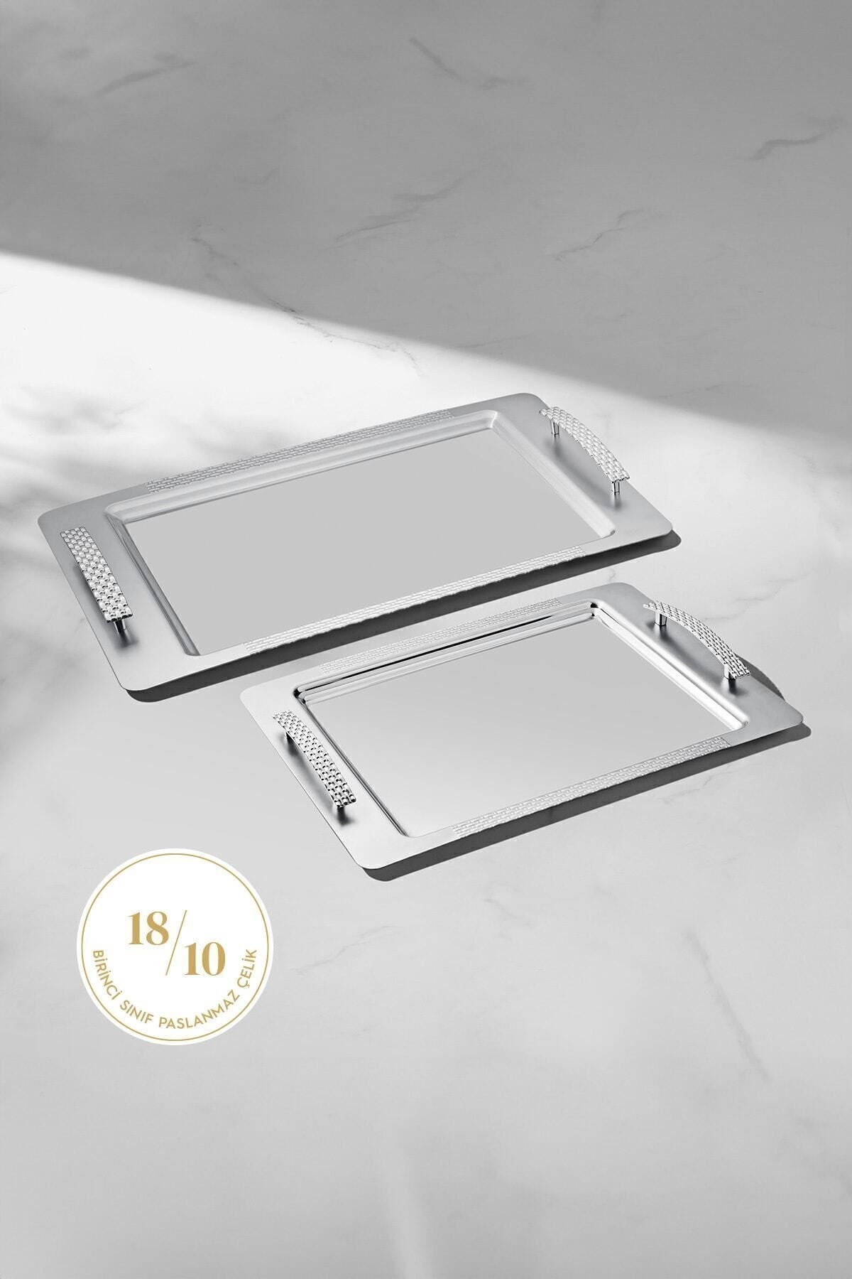 Sırma 2'li Saten Çelik Tepsi Seti