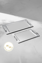 Sirma 2-Piece Satin Steel Tray Set