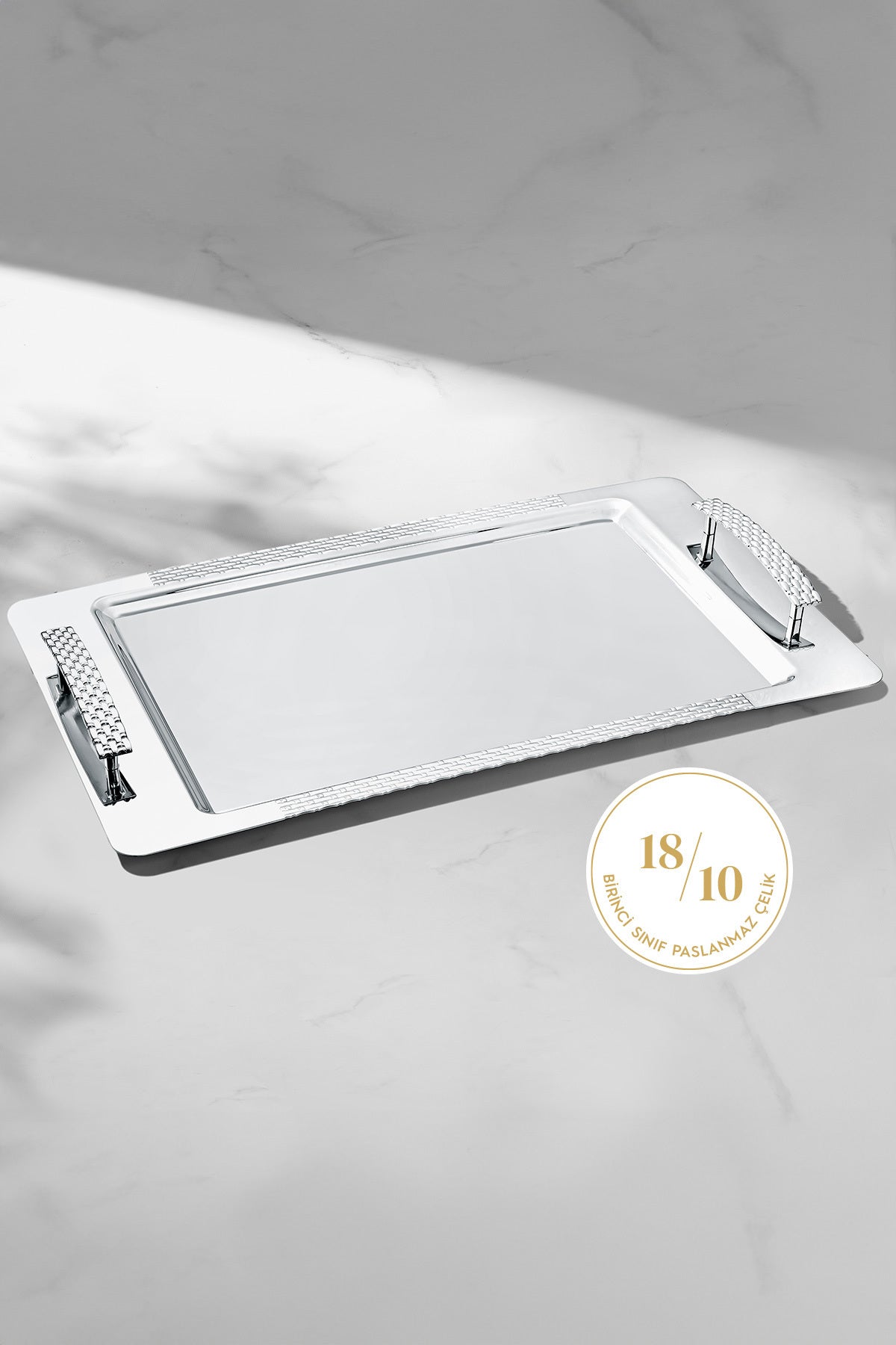 Sırma Sade Çelik Çay Tepsi