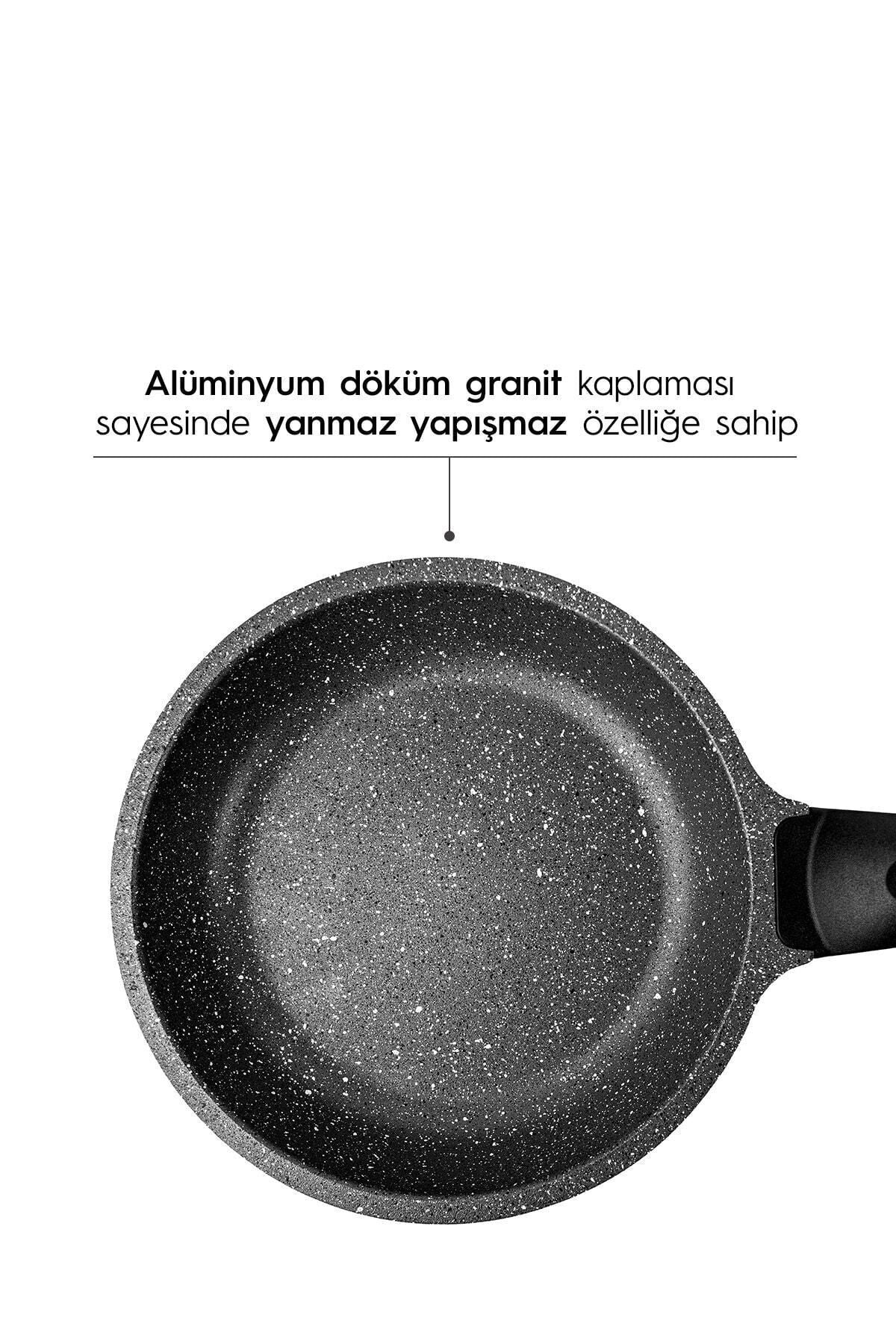 Black 3 Piece Aluminum Cast Granite Pan Set