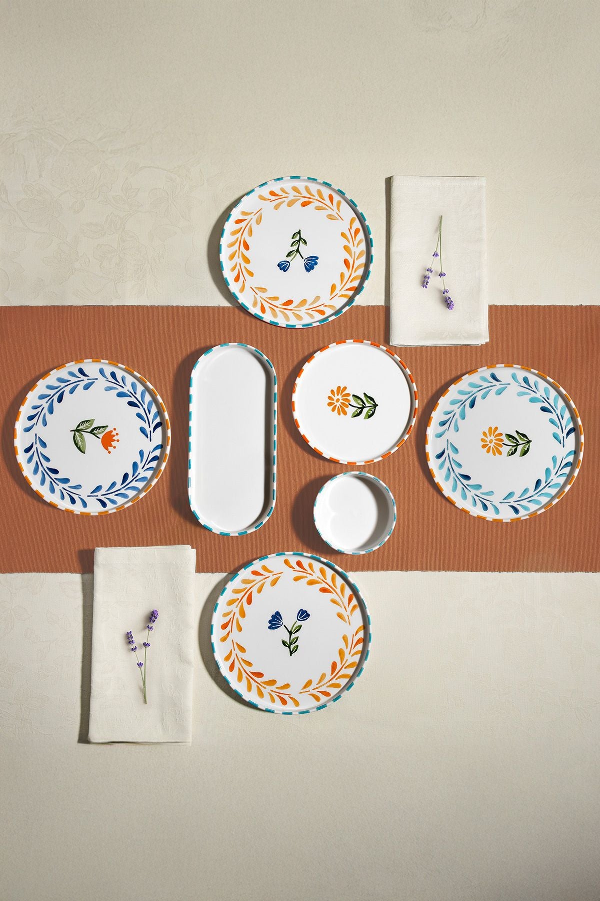 Summer Flowers 6 Kişilik 13 Parça Seramik Kahvaltı Takımı