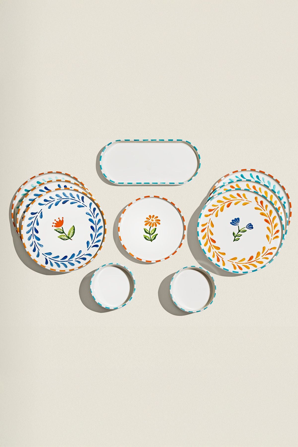 Summer Flowers 13 Piece Ceramic Breakfast Set for 6 People