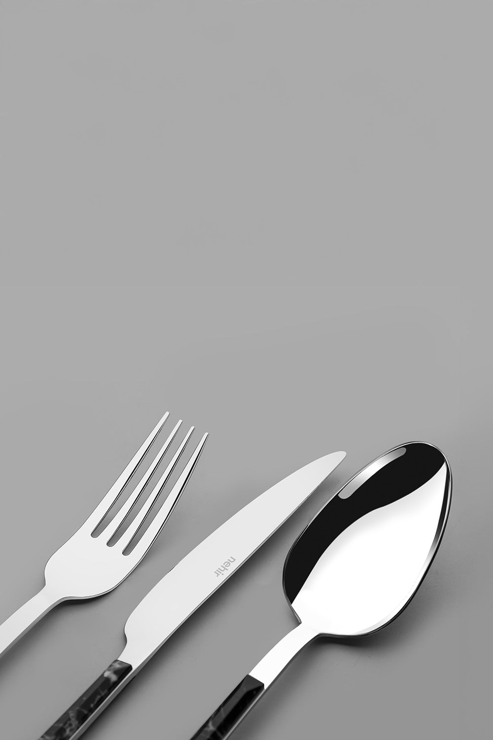 Tulip Black 6 Person Marble Patterned 18 Piece Boxed Cutlery Set