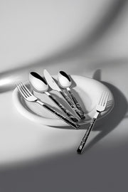 Tulip Siyah 6 Kişilik Mermer Desenli 30 Parça Kutulu Çatal Kaşık Bıçak Takımı