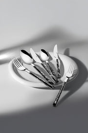 Tulip Siyah 6 Kişilik Mermer Desenli 36 Parça Kutulu Çatal Kaşık Bıçak Takımı