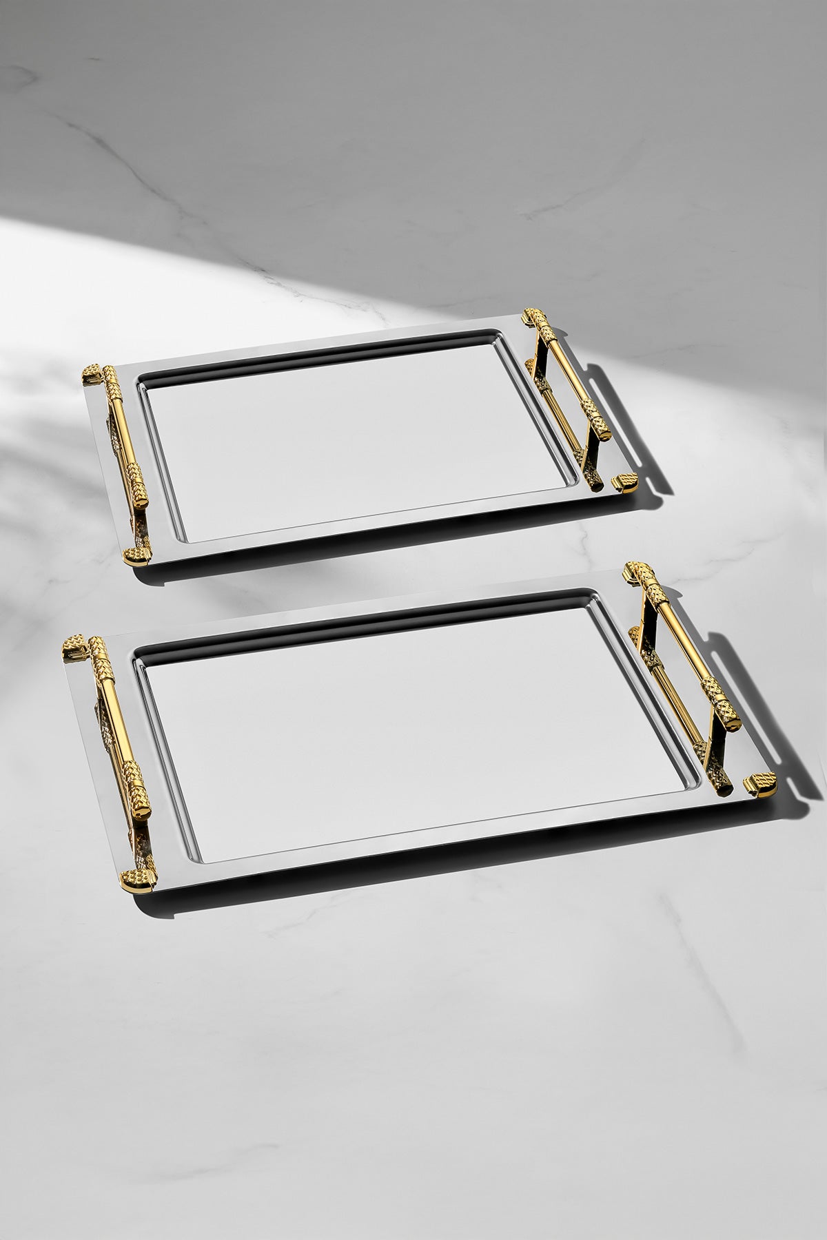 Verona Gold Satin Steel Tray Set of 2