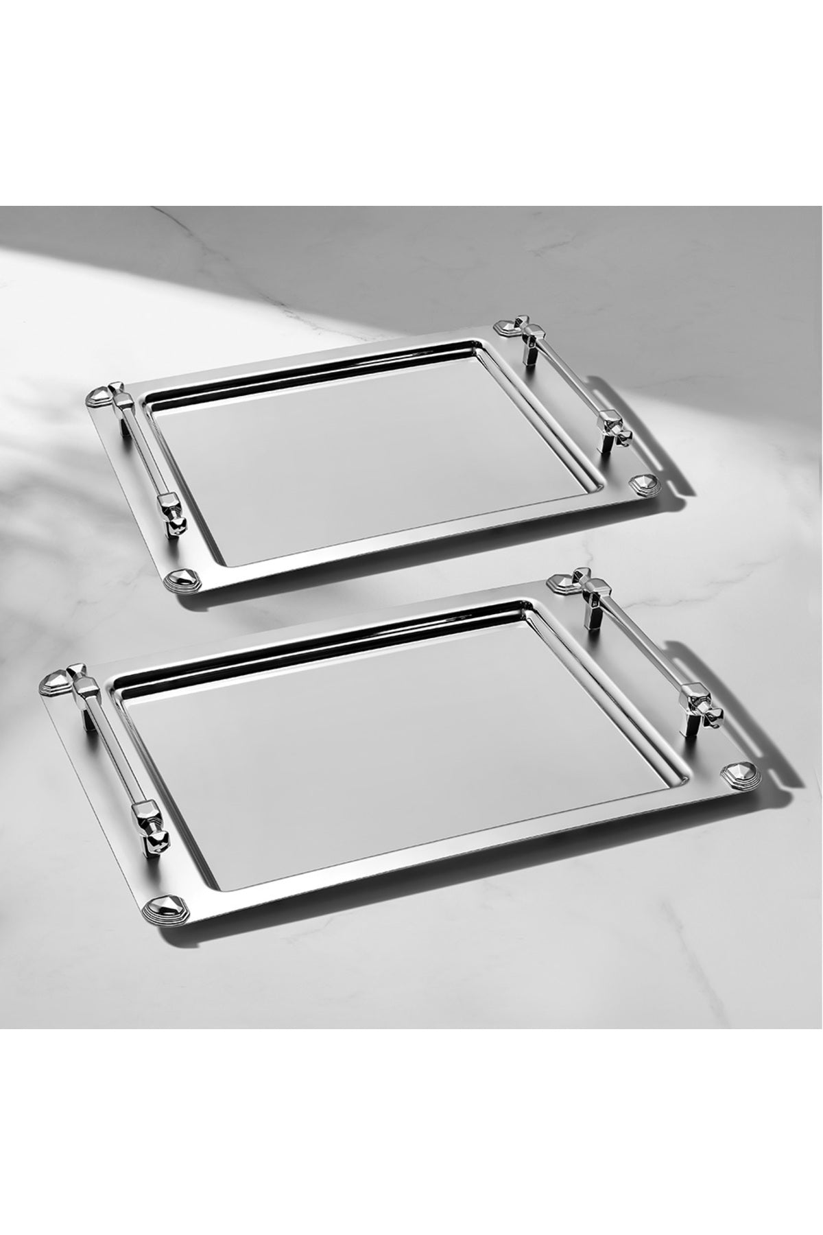 Verona Satin Steel Tray Set of 2