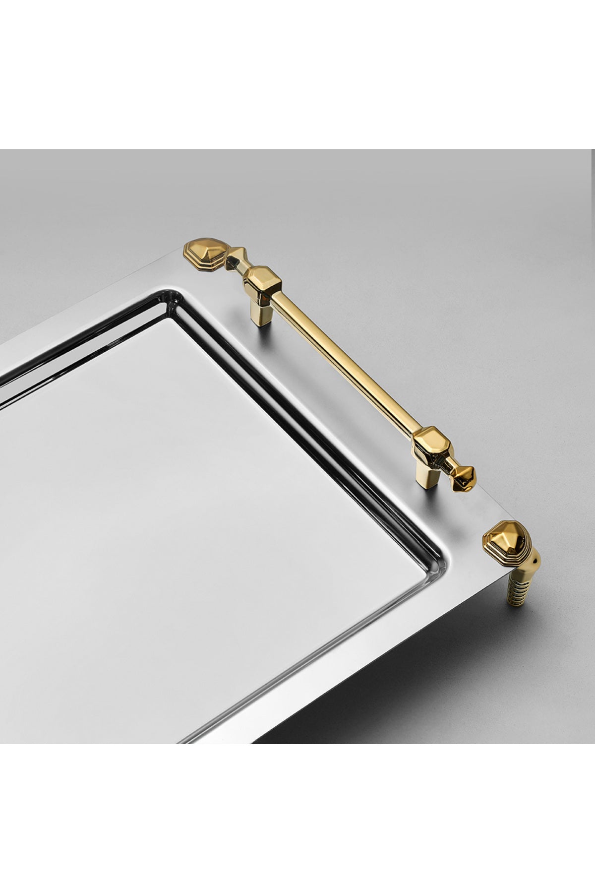 Verona Footed Gold Satin Steel Tray Set of 2