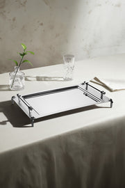 Verona Satin Steel Tray Set of 2 with Feet