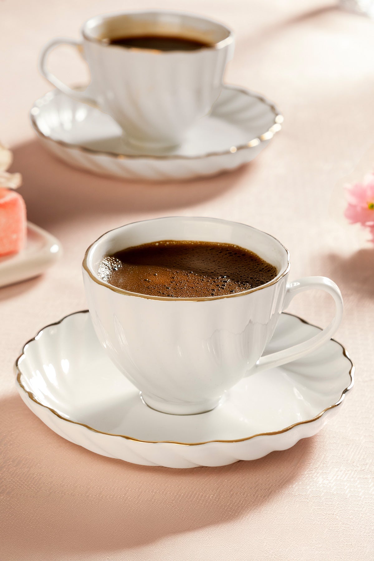 Jasmine White 12-Piece Porcelain Coffee Cup Set