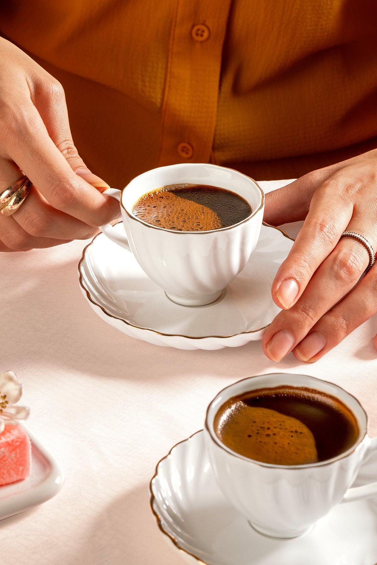 Jasmine White 12-Piece Porcelain Coffee Cup Set