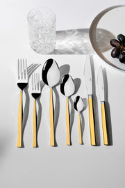 Elegant Gold Plain 12 Person 84 Piece Boxed Cutlery Set
