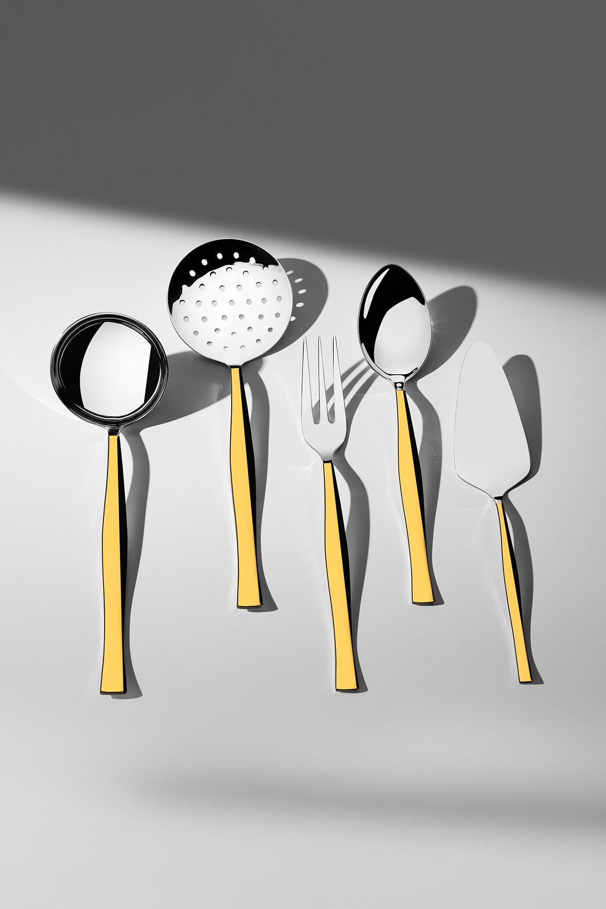 Elegant Gold Plain 5 Piece Stainless Steel Serving Set