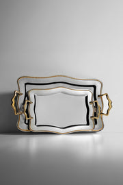 Chain 2-Piece Gold Satin Steel Tray Set