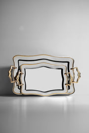 Chain 2-Piece Gold Plain Steel Tray Set