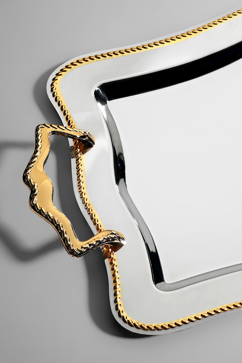 Chain Gold Plain Steel Tea Tray