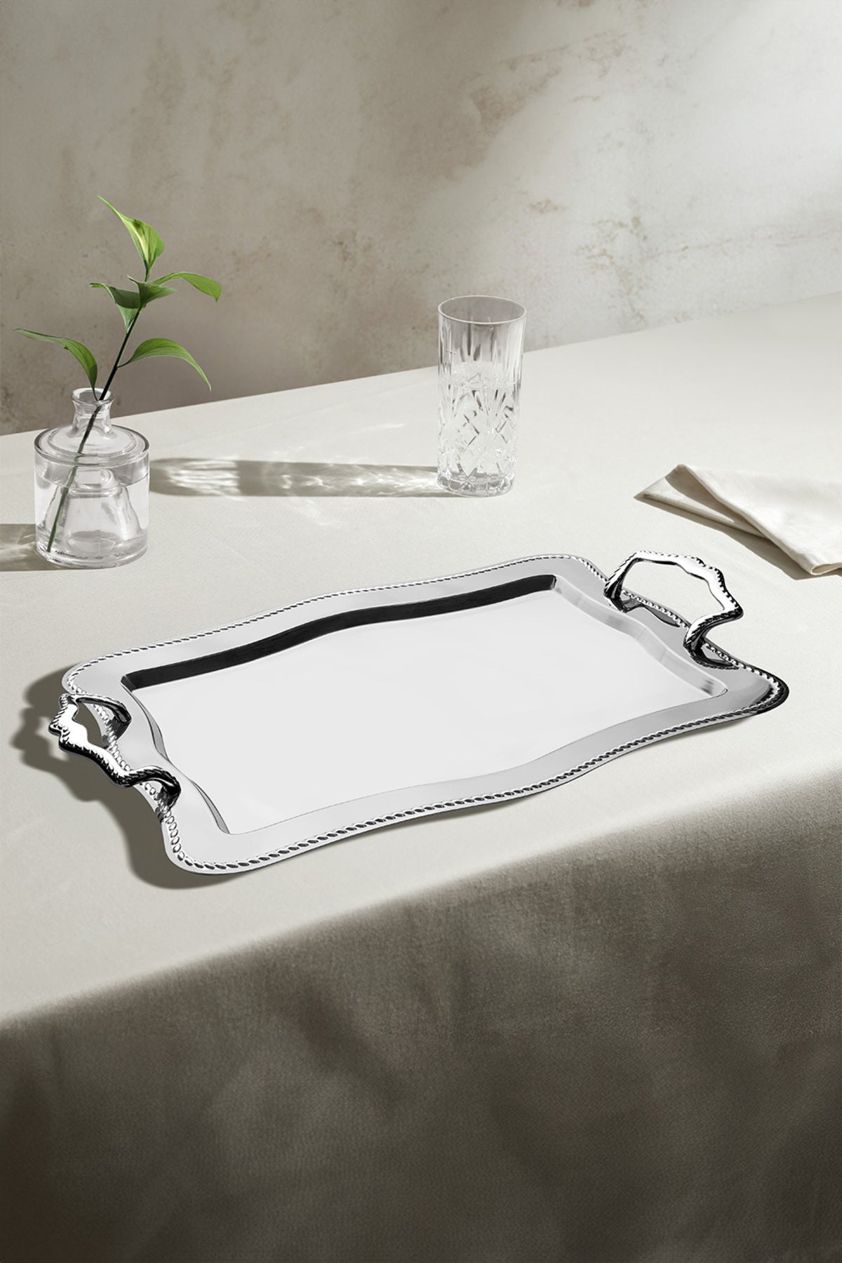 Zincir Sade Çelik Çay Tepsi